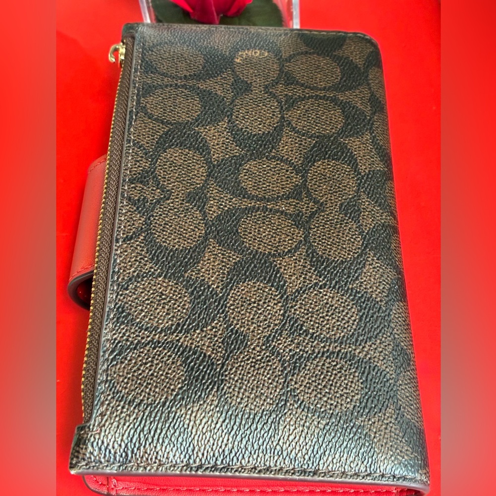 Coach Signature Canvas Wallet with Red Tab - Picture 10 of 13